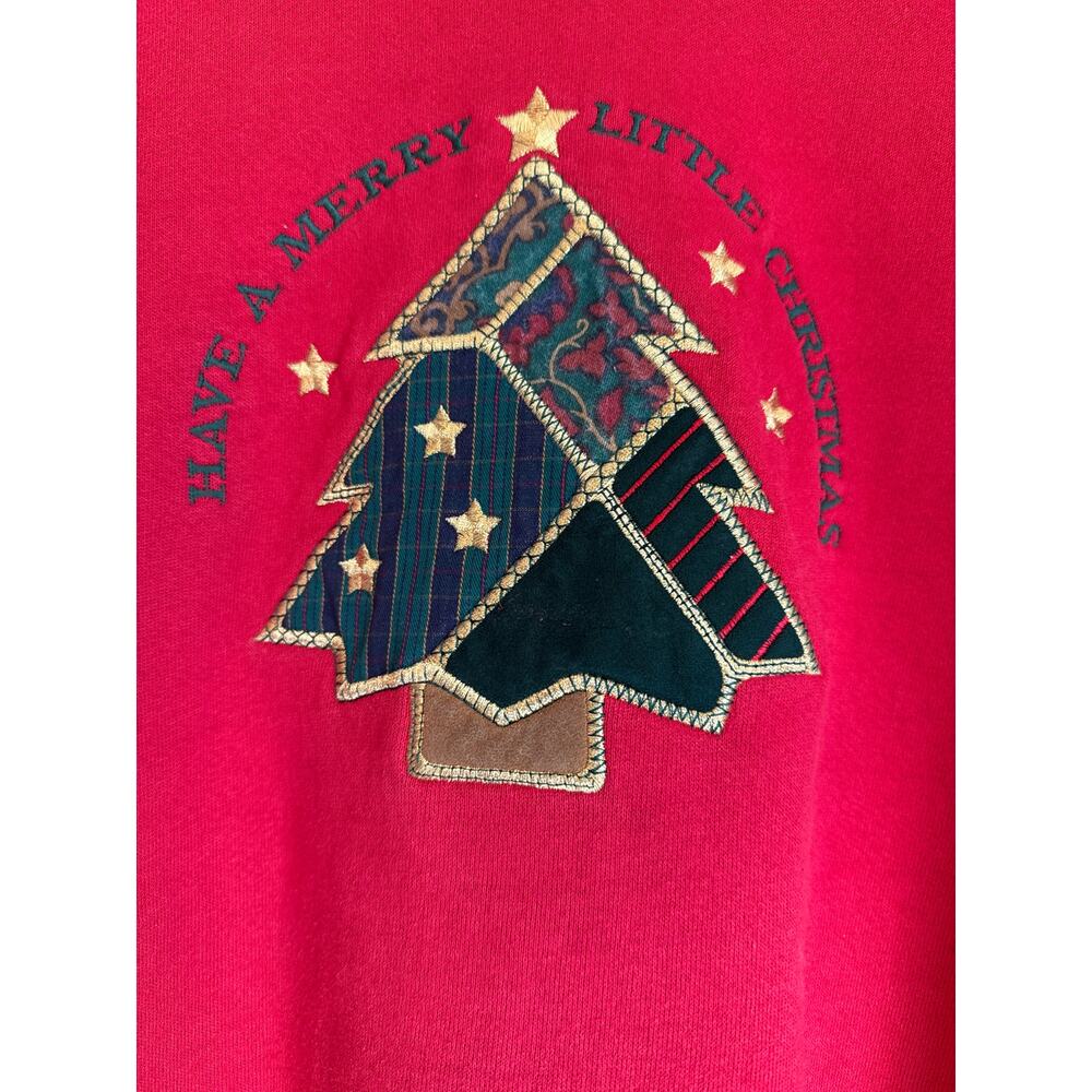Vintage Oarsman Red Christmas Sweatshirt L Embroidered Holiday Sweater - Picture 2 of 8